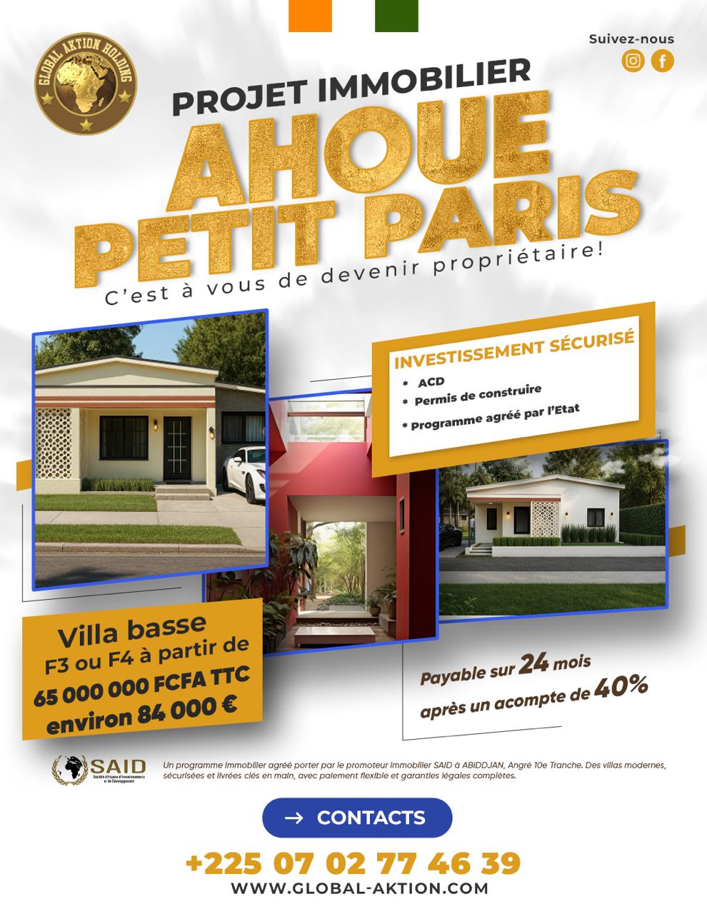 Projet Immobilier Ahoué – Petit Paris
